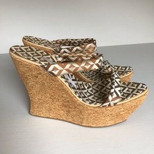 Platform silk wedges
